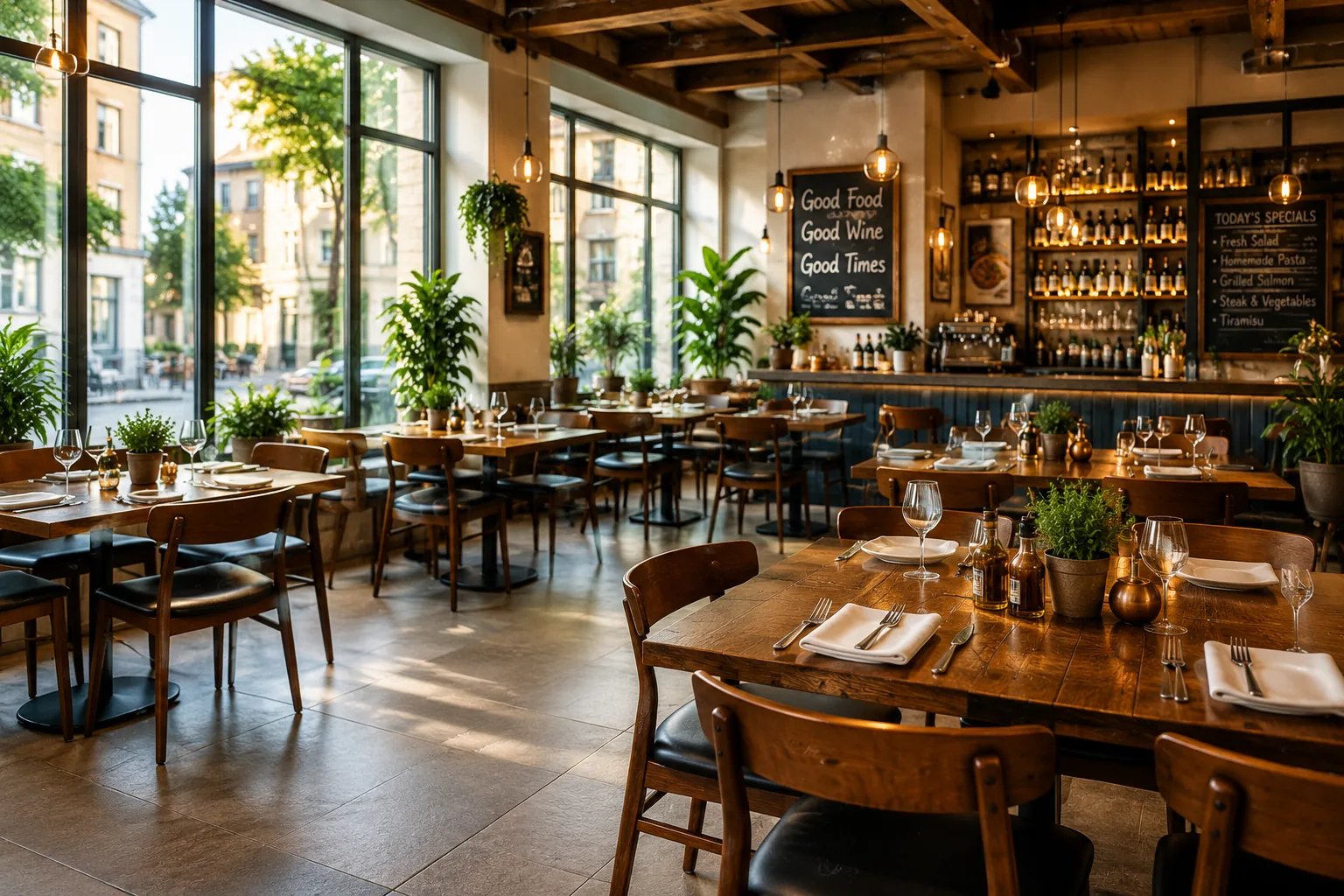 Bar and seating area